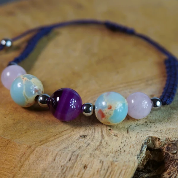 Bransoletka z kwarcem i agatem - Serce nocy