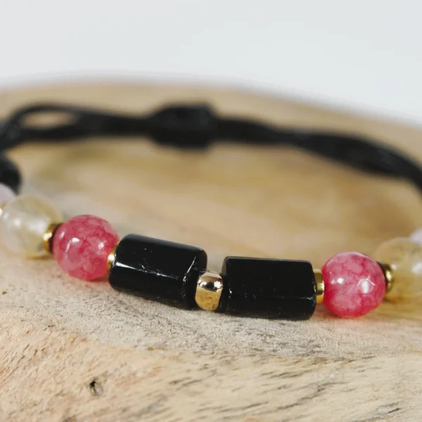 Bransoletka z turmalinem, cytrynem i kwarcem różowym - TRÓJMOC