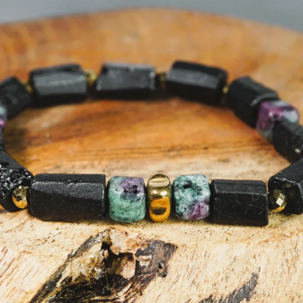Bransoletka z turmalinem i zoizytem - LEŚNY ŚWIT