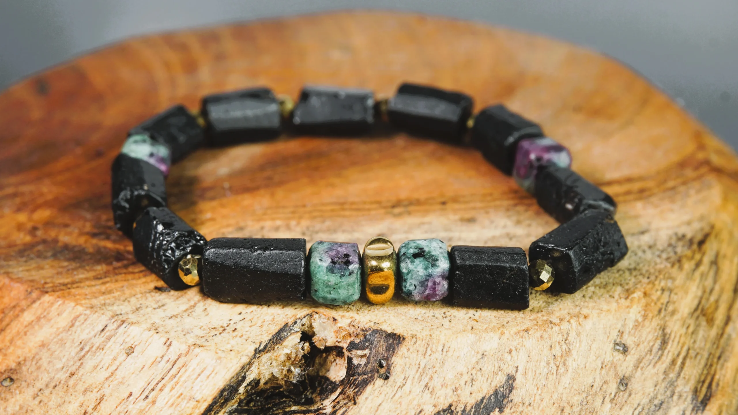 Bransoletka z turmalinem i zoizytem - LEŚNY ŚWIT