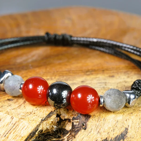 Bransoletka z jadeitem i labradorytem - JARZĘBINOWY BLASK