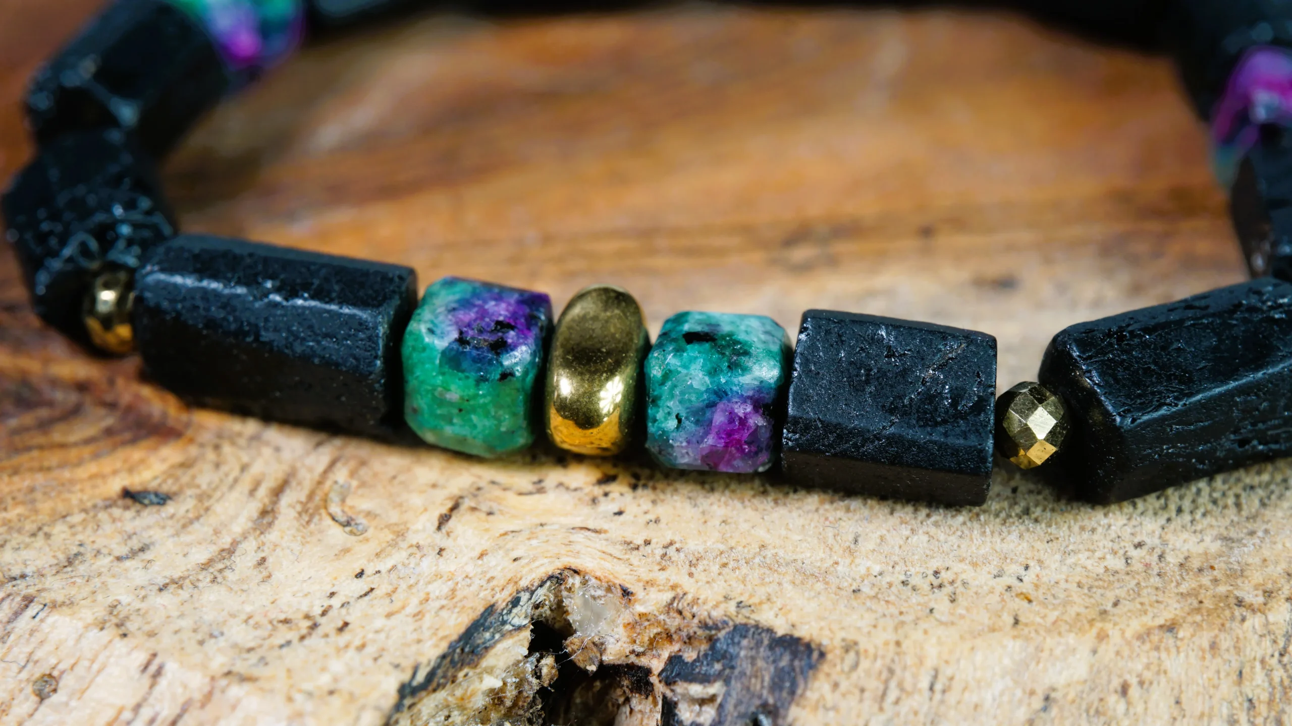 Bransoletka z turmalinem i zoizytem - LEŚNY ŚWIT - obrazek 2