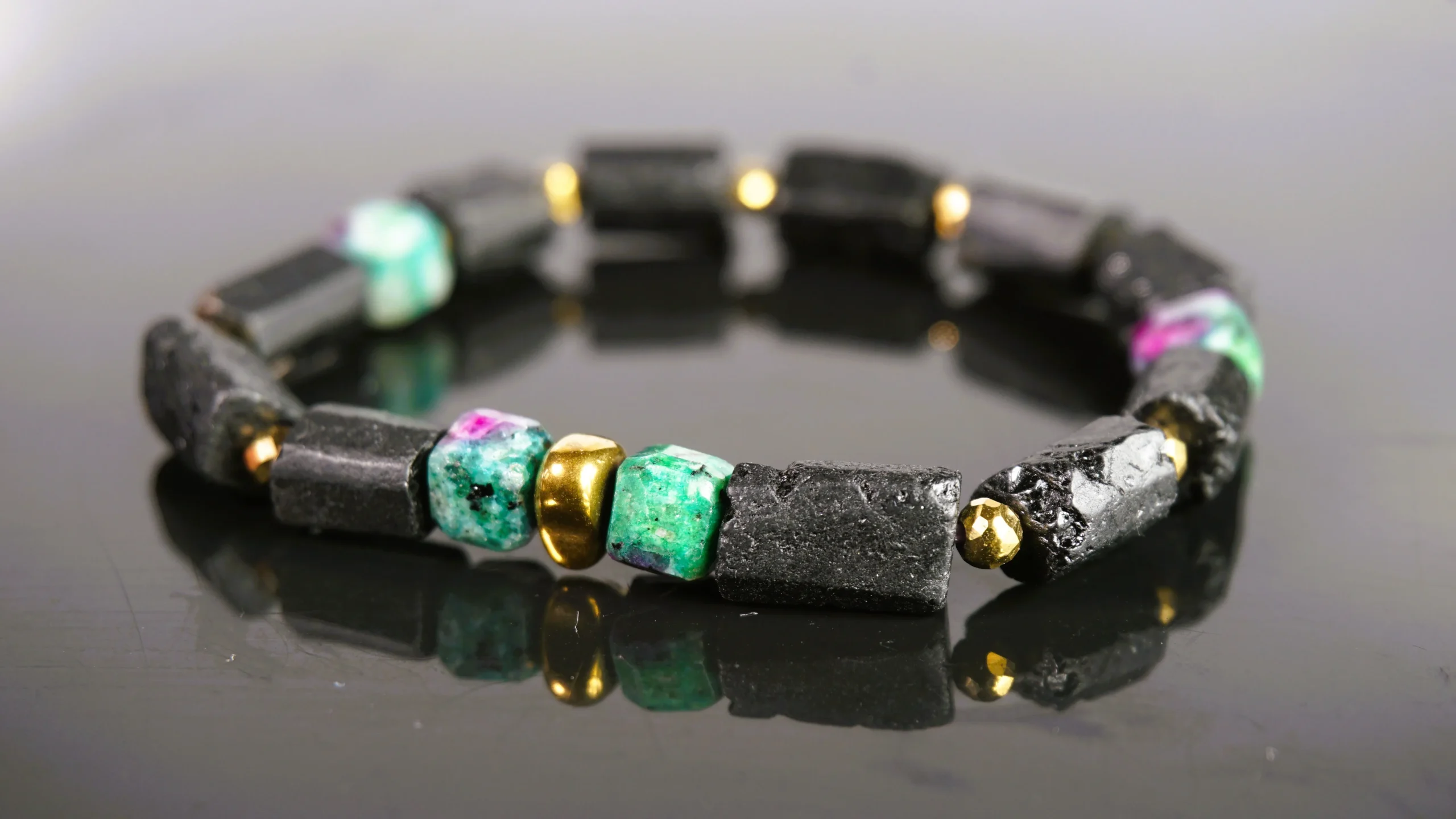 Bransoletka z turmalinem i zoizytem - LEŚNY ŚWIT - obrazek 3